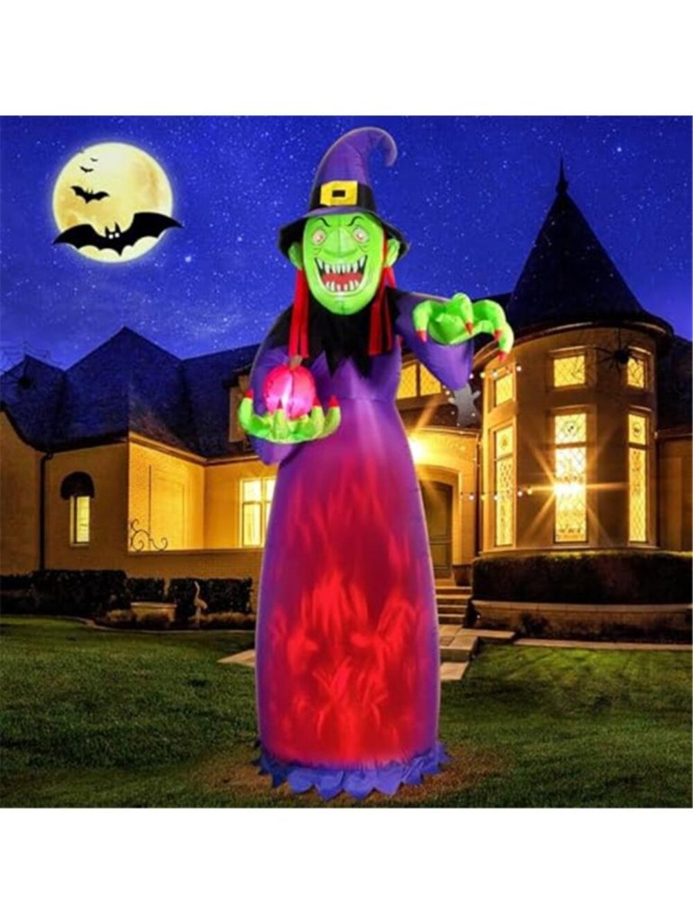 Halloween Inflatable Witch Decoration 6 Styles with LED Lights Indoor/Outdoor -G